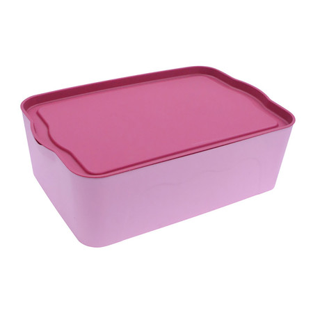 Q Line กล่องพลาสติก-สีชมพู PL-002 (3 ชิ้น)