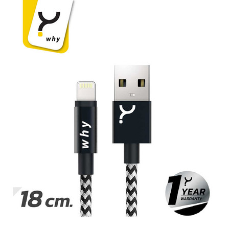 Why Lightning Cable 18 ซม. Shibuya Black