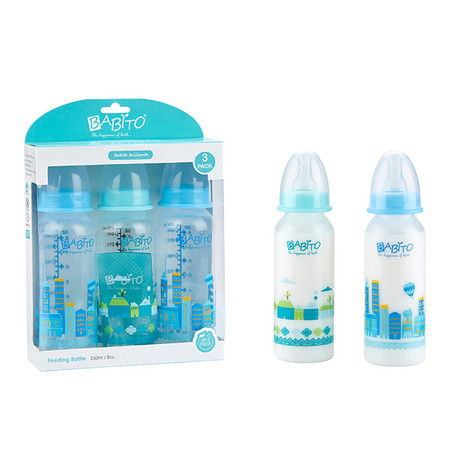 BABITO ขวดนม BPA-Free ขนาด 8 ออนซ์ แพ็ก 3 คละสี