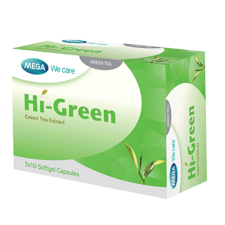 Mega We Care HI GREEN ชาเขียวสกัดเข้มข้น บรรจุ 30 แคปซูล