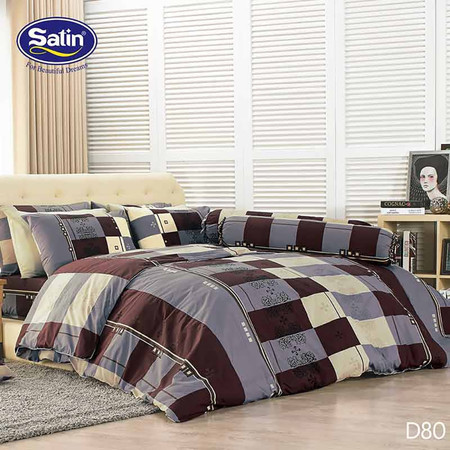 Satin ผ้านวม + ผ้าปูที่นอน ลาย D80 6 ฟุต