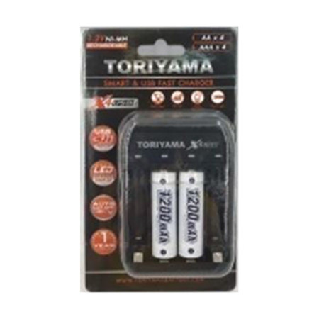 Toriyama แท่นชาร์จ + ถ่านชาร์จ รุ่น AA1200 แพ็ก 2