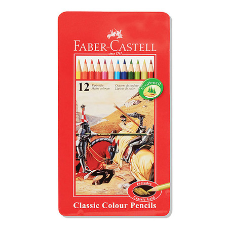 Faber Castell 12 Classic Colour Pencils in Metal Tin Box