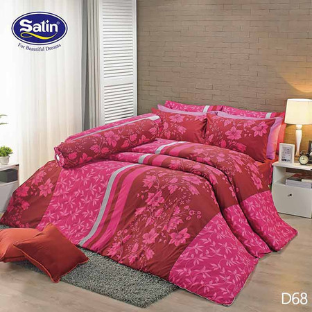 Satin ผ้านวม + ผ้าปูที่นอน ลาย D68 6 ฟุต