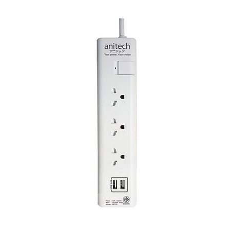 Anitech ปลั๊กไฟ มอก. 3 ช่อง 2 USB 1 สวิตช์ สายยาว 3 ม. รุ่น H5133 สีขาว