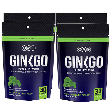 OMG Ginkgo Plus L-Tyrosine (กิงโกะ พลัส แอล-ไทโรซีน) แพ็ก 4 รวมบรรจุ 120 แคปซูล