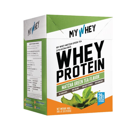 My Whey รสมัทฉะกรีนที แบบกล่อง มี 10 ซอง ปริมาณ 490 g. (Matcha green tea)