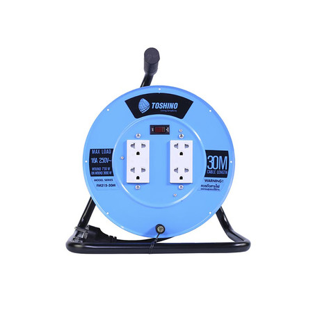 Toshino ล้อเก็บสายไฟสาย รุ่น FM315T-30 VCT 3x1.5 ยาว 30 เมตร สีฟ้า