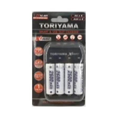 Toriyama แท่นชาร์จ + ถ่านชาร์จ รุ่น AA2600 แพ็ก 4