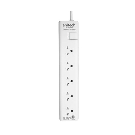 Anitech ปลั๊กไฟ มอก. 5 ช่อง 1 สวิตช์ สายยาว 3 ม. รุ่น H1135 สีขาว