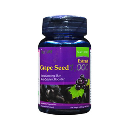 The Nature Grape Seed 1,000 สารสกัดจากเมล็ดองุ่น ต่อต้านอนุมูลอิสระ บรรจุ 30 เม็ด