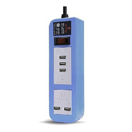 ELECTON สายพ่วง ปลั๊ก ULTRA FAST CHARGE USB X5 1 สวิตช์ 5 เมตร รุ่น EP-A05U5 สีฟ้า