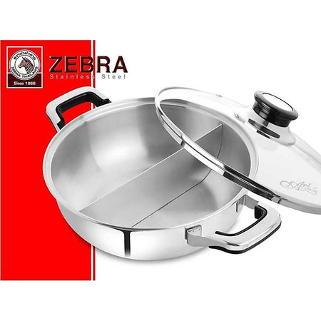Zebra หม้อชาบู 2 ช่อง พร้อมฝาแก้ว รุ่น Extra