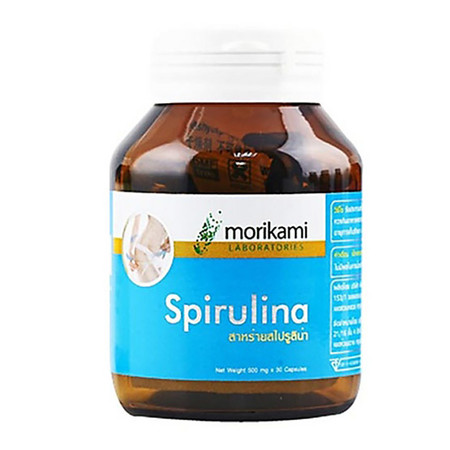 Morikami ซื้อ 1 แถม 1 Spirulina 500 มก. สาหร่ายสไปรูลิน่า 500 มก. บรรจุ 30 แคปซูล
