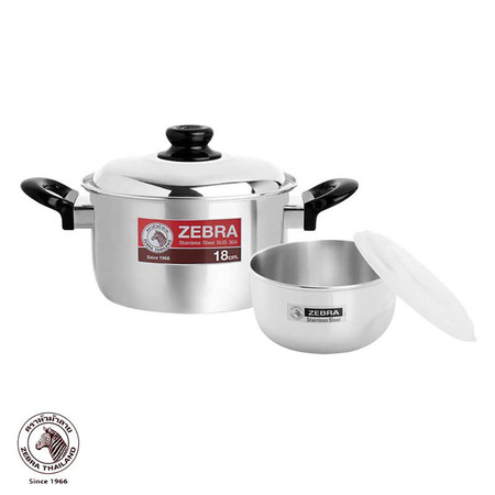 Zebra หม้อหุงต้ม Merry 18 ซม. แถมกล่องถนอมอาหาร 14 ซม. Extra