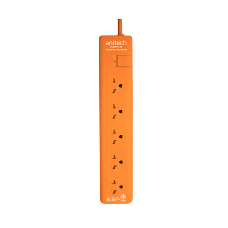 Anitech ปลั๊กไฟ มอก. 5 ช่อง 1 สวิตช์ สายยาว 3 ม. รุ่น H1135 สีส้ม