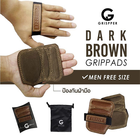 Grispper แผ่นรองฝ่ามือหนังแท้ สำหรับผู้ชาย ฟรีไซส์ สีน้ำตาลเข้ม