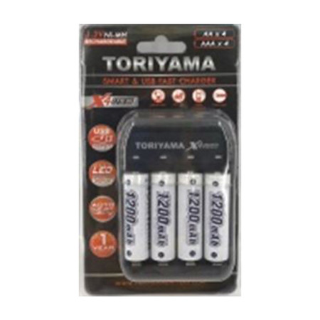 Toriyama แท่นชาร์จ + ถ่านชาร์จ รุ่น AA1200 แพ็ก 4