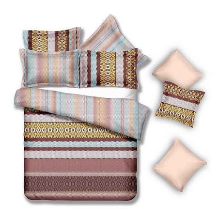 MD Home ชุดเครื่องนอนเตียงคู่ Combo เซ็ต 6 ชิ้น รุ่น Micro SofTex ลาย Merit