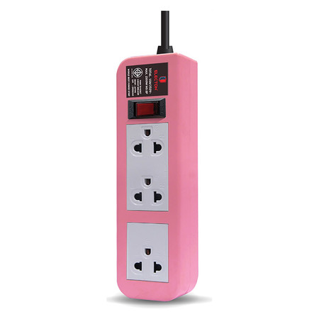 ELECTON ชุดสายพ่วง ปลั๊กไฟ คุณภาพ A มอก. 3 เต้า 3 เมตร 10A รุ่น EP-A3103 สีชมพู
