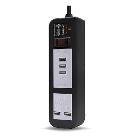 ELECTON สายพ่วง ปลั๊ก ULTRA FAST CHARGE USB X5 1 สวิตช์ 5 เมตร รุ่น EP-A05U5 สีดำ