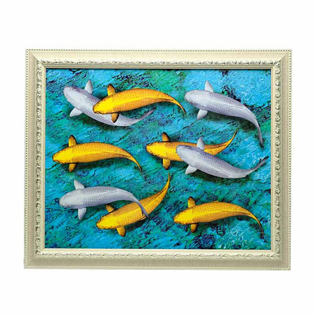 เยี่ยมศิลป์ กรอบรูปสำเร็จพร้อมภาพ ปลาคราฟ สีทอง สีเงิน YS-0023