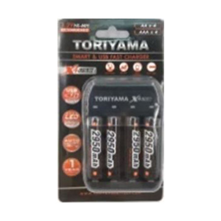 Toriyama แท่นชาร์จ + ถ่านชาร์จ รุ่น AA2950 แพ็ก 4