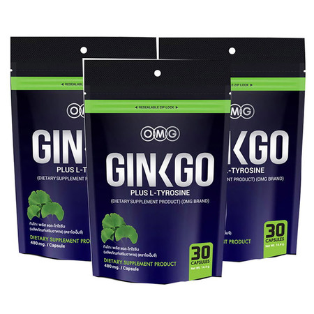 OMG Ginkgo Plus L-Tyrosine (กิงโกะ พลัส แอล-ไทโรซีน) แพ็ก 3 รวมบรรจุ 90 แคปซูล