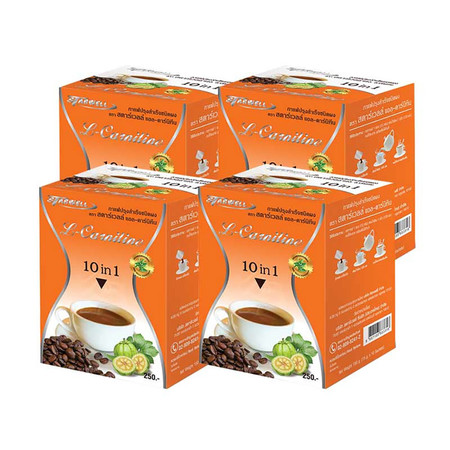 Starwell ผลิตภัณฑ์เสริมอาหาร กาแฟปรุงสำเร็จชนิดผงสตาร์เวลล์ แอลคาร์นิทีน บรรจุ 10 ซอง/กล่อง แพ็ก 4 กล่อง