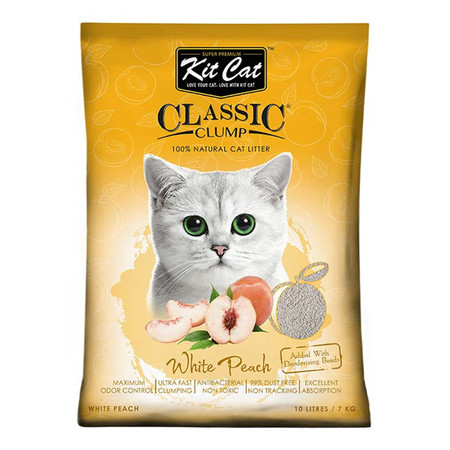 Kit Cat ทรายแมว สูตร White Peach ขนาด 10 ลิตร