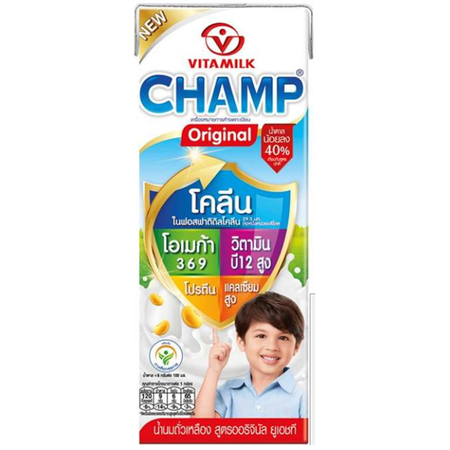 ไวตามิลค์ แชมป์นมถั่วเหลืองUHT 180 มิลลิลิตร เดี่ยว