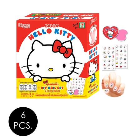 บิ๊กก้า เวเฟอร์สตรอเบอร์รี่ชุดตกแต่งเล็บฮัลโหลคิตตี้ 15 กรัม (แพ็ก 6 ชิ้น)