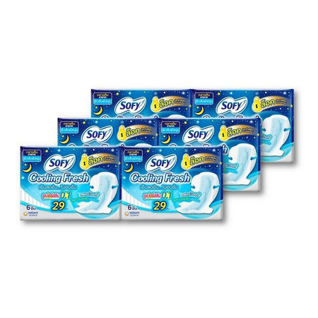 โซฟี คูลลิ่งเฟรชไนท์ซูเปอร์สลิม0.1 แบบมีปีก29เซนติเมตร (6ชิ้น) แพ็ก6