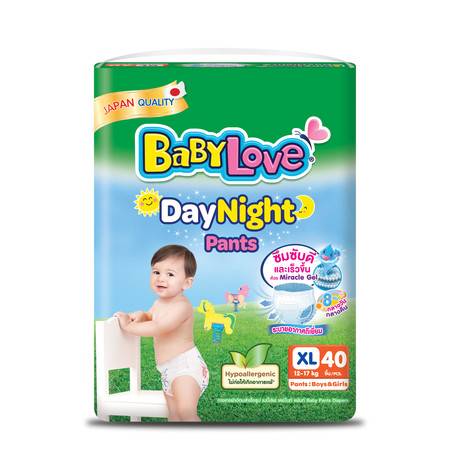 เบบี้เลิฟ กางเกงผ้าอ้อมเด็ก เดย์ไนท์แพ้นท์ จัมโบ้ ไซส์ XL (40 ชิ้น)