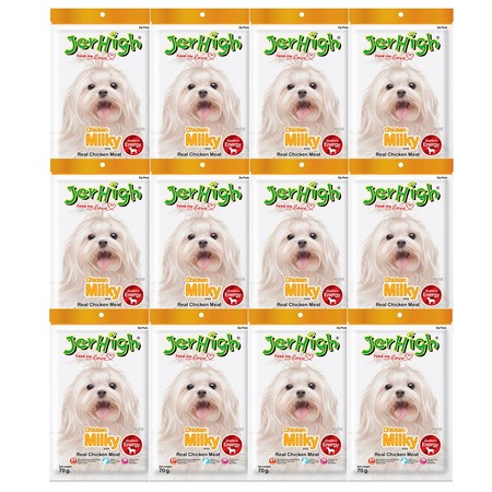 ขนมสุนัขเจอร์ไฮ สติ๊ก มิลกี้ 70ก. (1แพ็ก 12 ชิ้น)