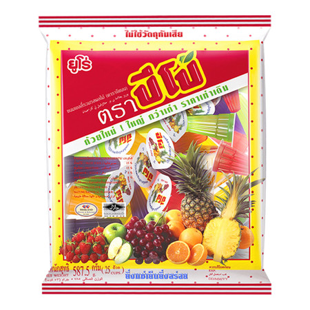 เยลลี่ปีโป้รวมรสผลไม้ถุง (25 ถ้วย) 587.5 กรัม