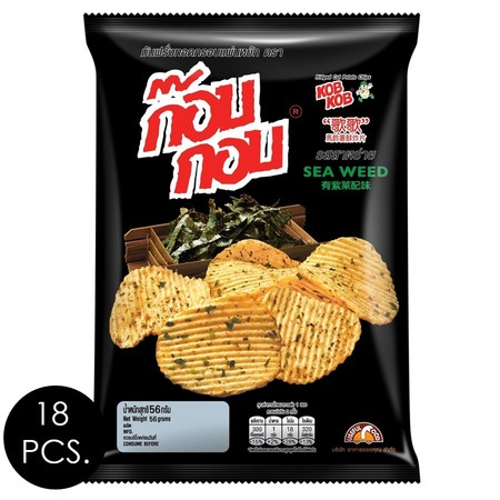 ก๊อบกอบ มันฝรั่งทอดกรอบแผ่นหยัก รสสาหร่าย 56 กรัม (ยกลัง 18 ชิ้น)