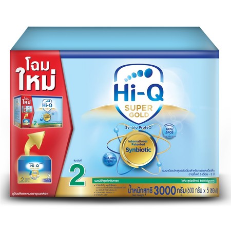 นมผงไฮคิว ซุปเปอร์โกลด์ สูตร2 3000 กรัม