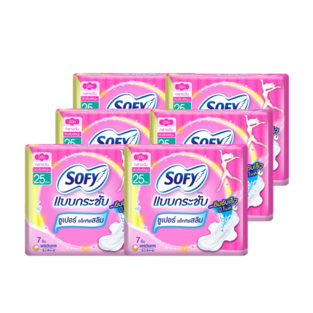 โซฟีแบบกระชับซูเปอร์แอ็กทิฟสลิม25ซม. 7ชิ้น X 6 แพ็ก