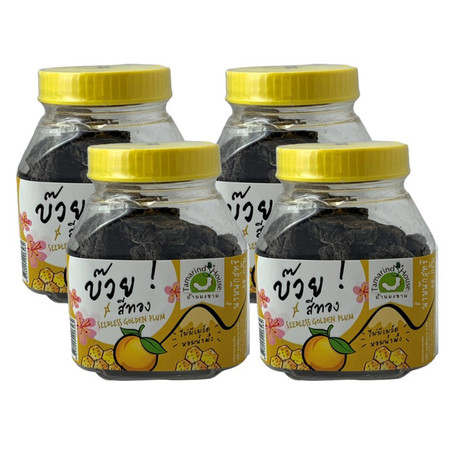 บ๊วยสีทอง ตรา บ้านมะขาม 90 ก. แพ็ก 4 กระปุก
