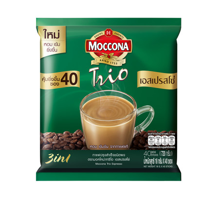 มอคโคน่าทรีโอ กาแฟ 3in1 เอสเปรสโซ่ แพ็ค 40 ซอง