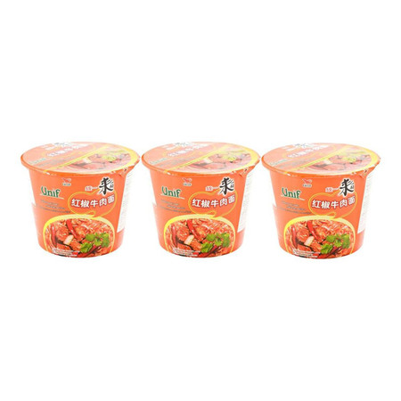 ยูนิฟบะหมี่กึ่งสำเร็จรูปรสเนื้อตุ๋นเผ็ด 110 ก. แพ็ก 3