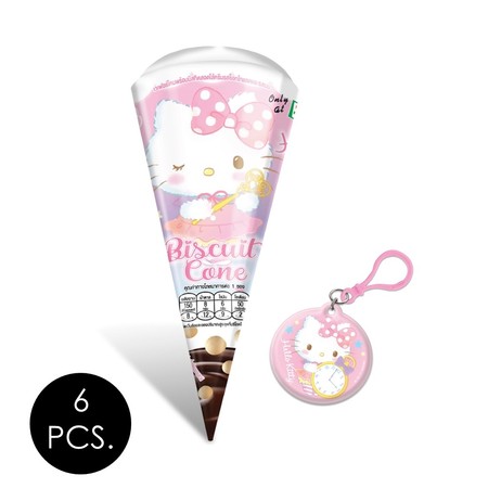 บิ๊กก้า เวเฟอร์โคนฮัลโหลคิตตี้ รสช็อกโกแลต 30 กรัม (แพ็ก 6 ชิ้น)