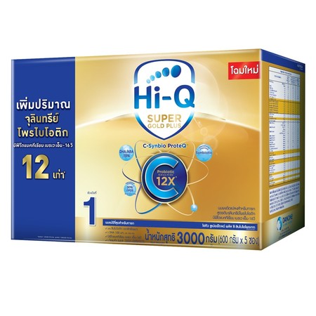 นมผงไฮคิว ซุปเปอร์โกลด์ พลัสซี-ซินไบโพรเทก สูตร 1 3000 กรัม