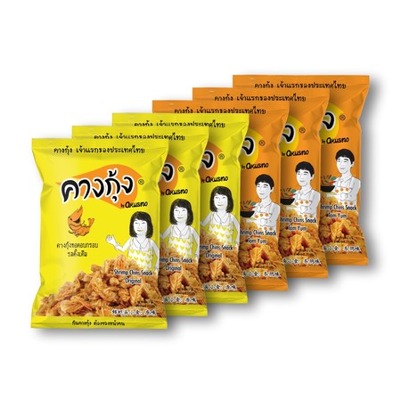 โอคุสโน่ ขนมคางกุ้งคละรสดั้งเดิมและต้มยำกุ้ง 17 กรัม แพ็ก6