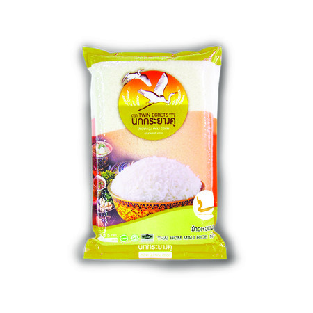 นกกระยางคู่ ข้าวหอมมะลิใหม่ต้นฤดู 5 กิโลกรัม