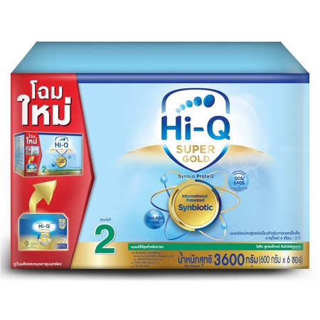 นมผงไฮคิว ซุปเปอร์โกลด์ สูตร2 3600 กรัม