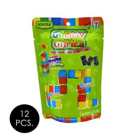 กัมมี่แอนด์เกมส์โดมิโน่กลิ่นผลไม้รวม 40 กรัม แพ็ก 12 ชิ้น