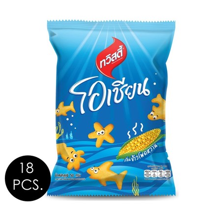 ทวิสตี้โอเชียน กลิ่นข้าวโพดหวาน 50 กรัม (ยกลัง 18 ชิ้น)