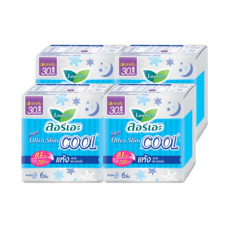 ลอรีเอะซูเปอร์อัลตร้าสลิมคูล 30ซม. 6ชิ้น (จำนวน 4 แพ็ก รวม 24 ชิ้น)